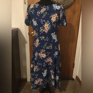 Navy blue floral midi dress by Loft